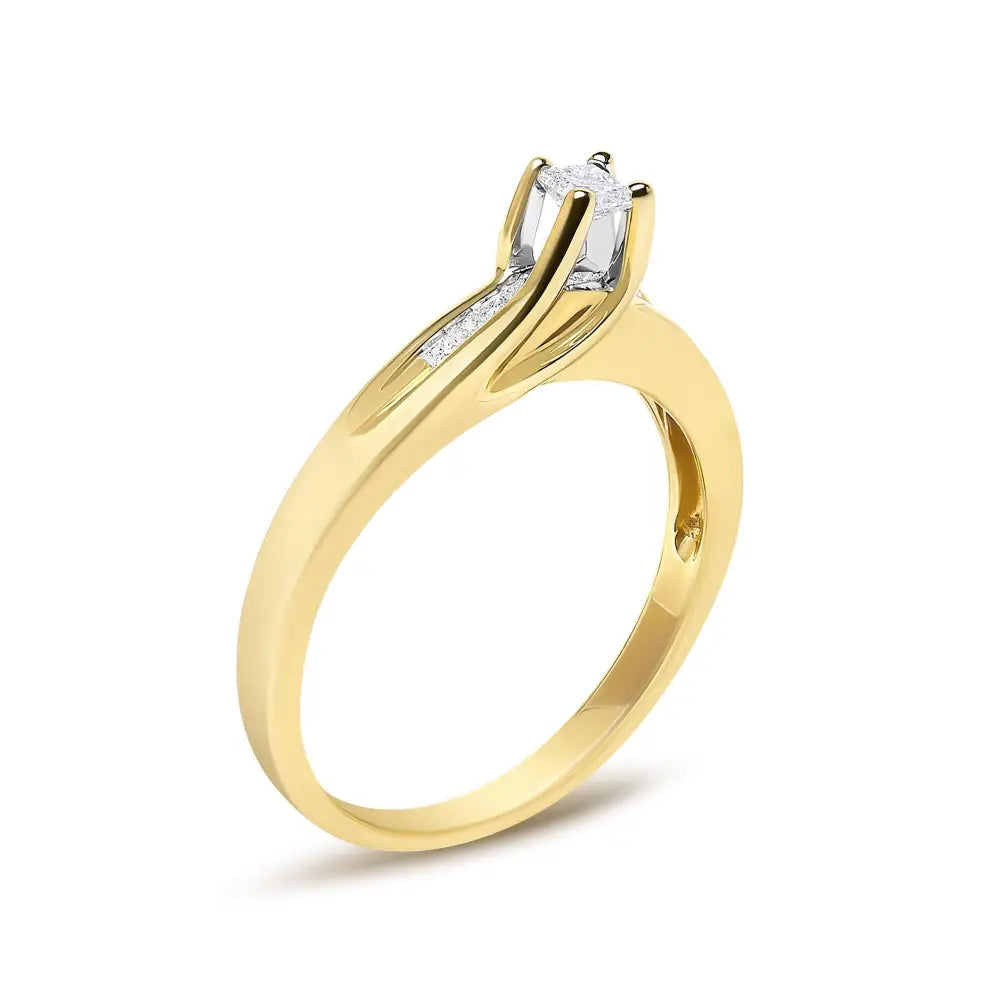 14k yellow gold 1/4 cttw princess cut diamond engagement ring bijoux-nyc direct