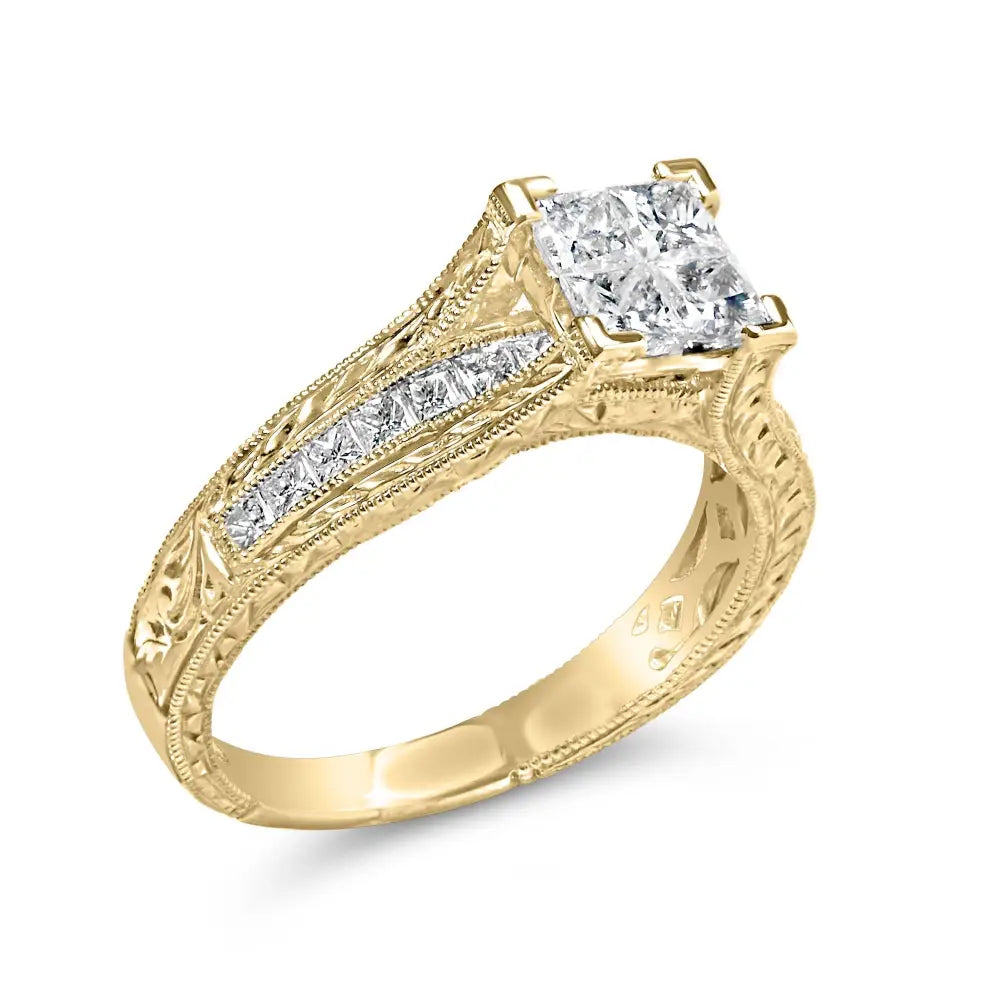 14k yellow gold 1 cttw princess diamond composite engagement ring size 7 bijoux-nyc direct