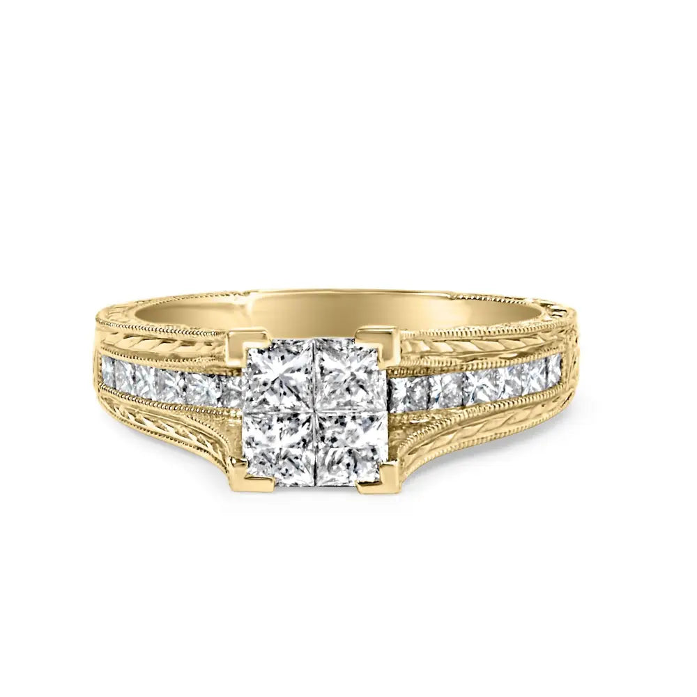 14k yellow gold 1 cttw princess diamond composite engagement ring size 7 bijoux-nyc direct