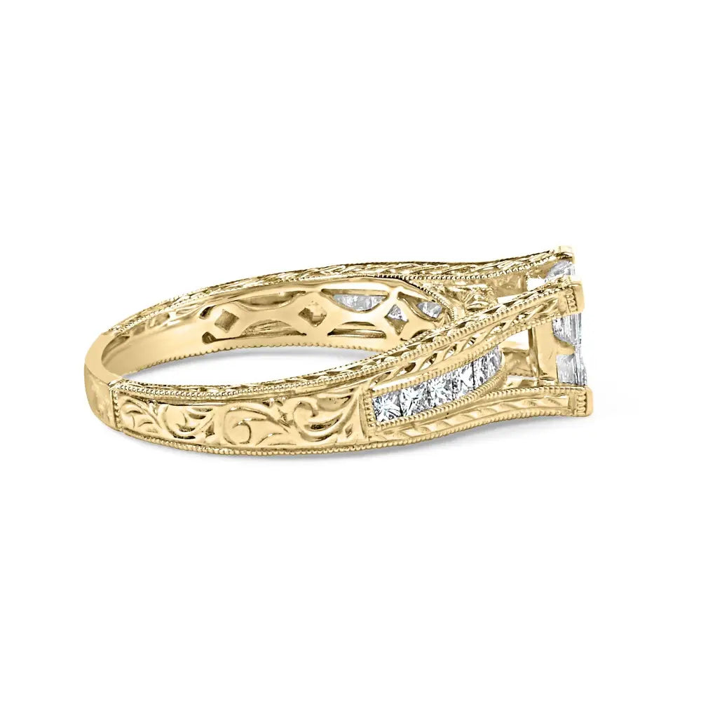 14k yellow gold 1 cttw princess diamond composite engagement ring size 7 bijoux-nyc direct