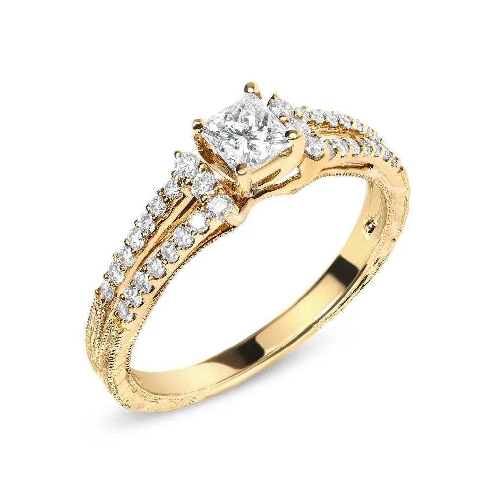 14k yellow gold 5/8 cttw princess diamond split shank engagement ring bijoux-nyc direct
