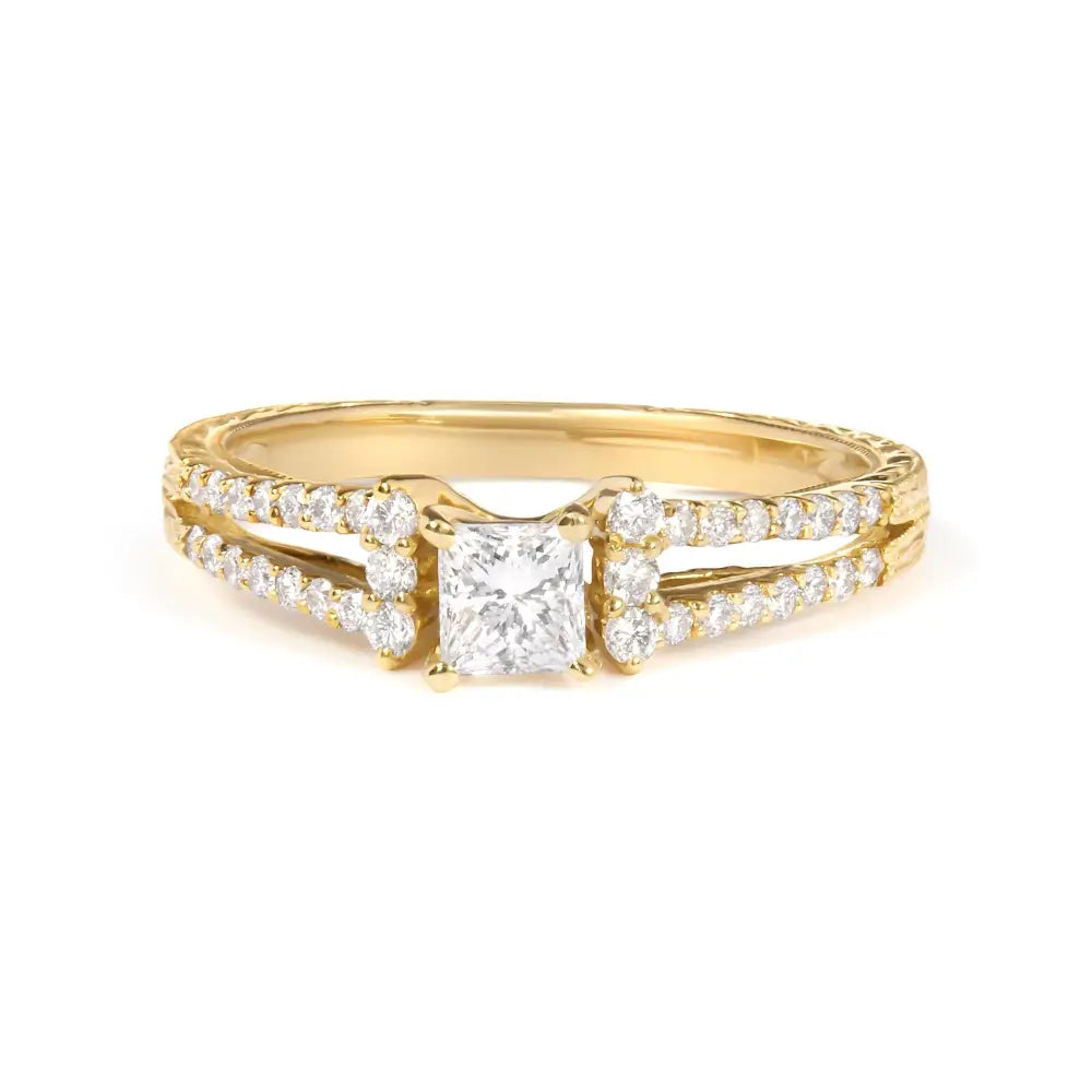 14k yellow gold 5/8 cttw princess diamond split shank engagement ring bijoux-nyc direct