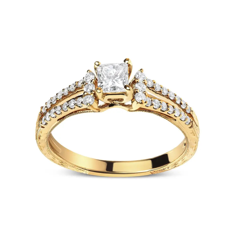 14k yellow gold 5/8 cttw princess diamond split shank engagement ring bijoux-nyc direct