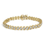 1/2 carat diamond s-curve tennis bracelet in 14k gold plated silver bijoux-nyc direct