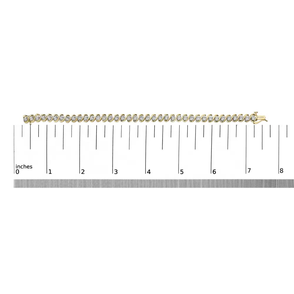 1/2 carat diamond s-curve tennis bracelet in 14k gold plated silver bijoux-nyc direct