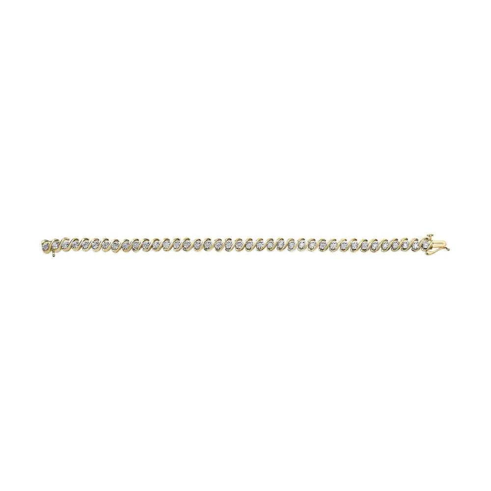 1/2 carat diamond s-curve tennis bracelet in 14k gold plated silver bijoux-nyc direct