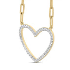 1/4 cttw diamond open heart paperclip necklace in 14k gold plated silver bijoux-nyc direct