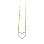 1/4 cttw diamond open heart paperclip necklace in 14k gold plated silver bijoux-nyc direct