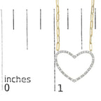 1/4 cttw diamond open heart paperclip necklace in 14k gold plated silver bijoux-nyc direct