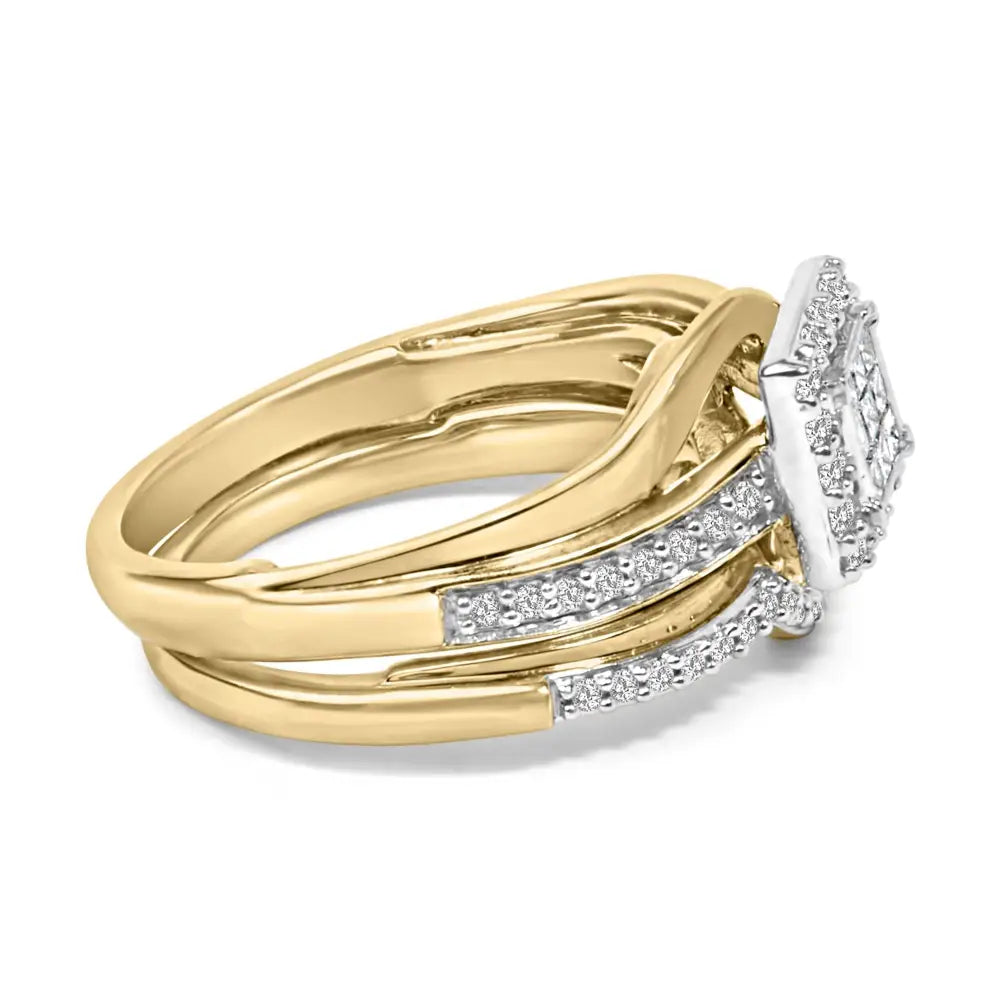 1/2 cttw princess diamond bridal set in 14k yellow gold plated silver bijoux-nyc direct