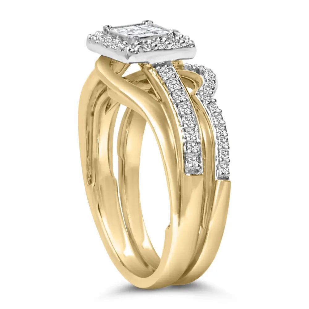 1/2 cttw princess diamond bridal set in 14k yellow gold plated silver bijoux-nyc direct