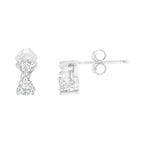 14kt white gold 1/2 cttw round diamond double dangle stud earrings bijoux-nyc direct