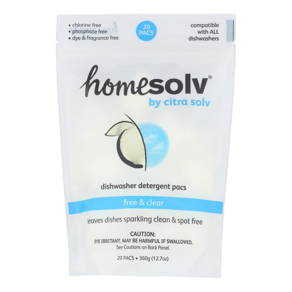 Citra Solv Free & Clear Natural Dishwasher Detergent Pacs, 12.7 oz (Case of 8)