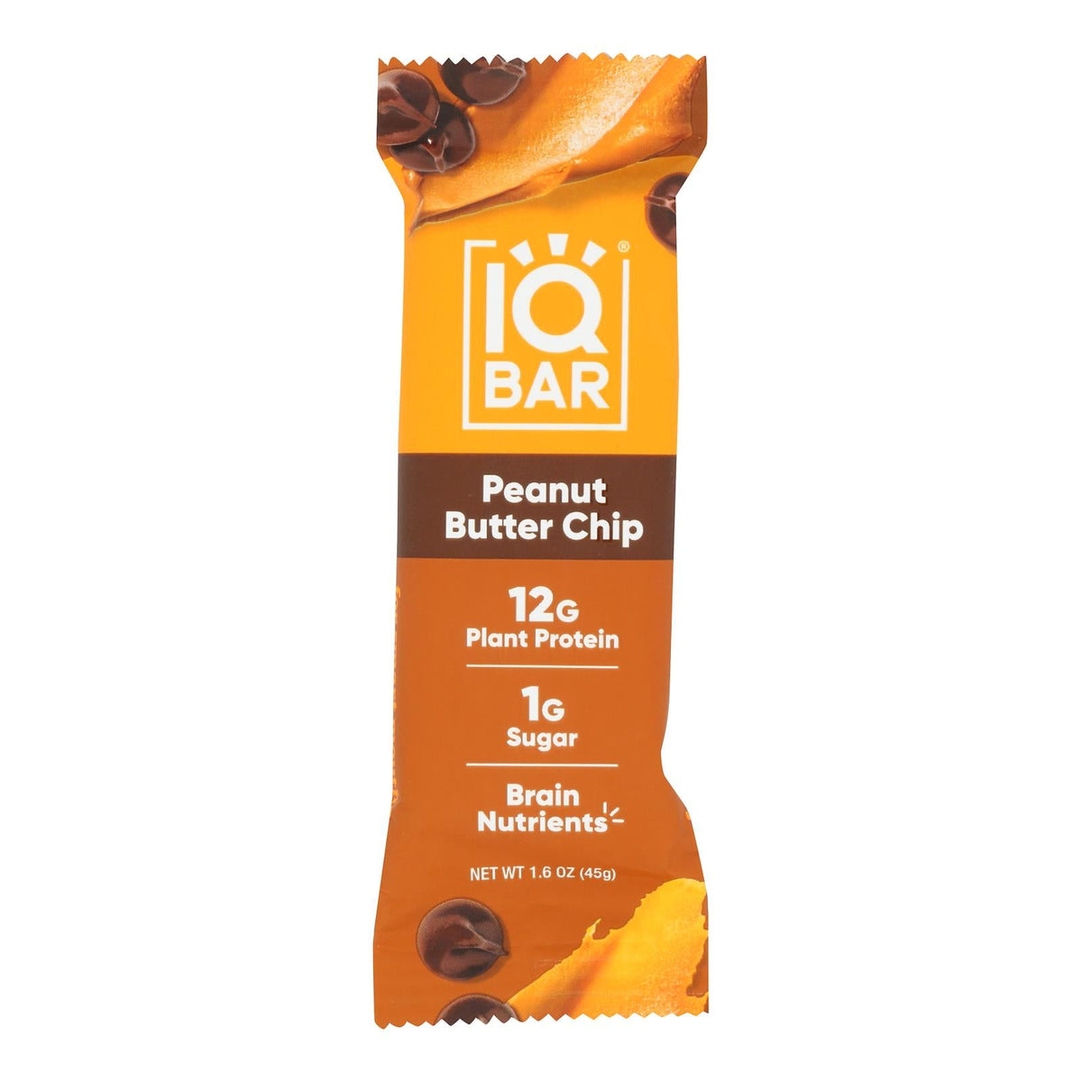 IQBAR Peanut Butter Chip Bar, 1.6 oz (Case of 12)