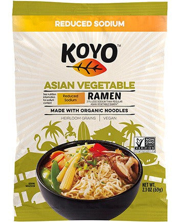 Koyo Reduced Sodium Asian Vegetable Ramen Noodle Soup, 2.1 oz (Case of 12)