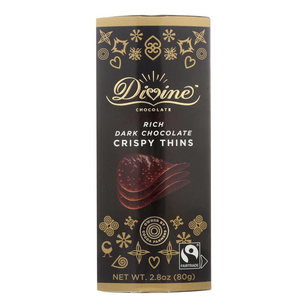 Divine Dark Chocolate Crisp Thins, 2.8 oz (Case of 12)