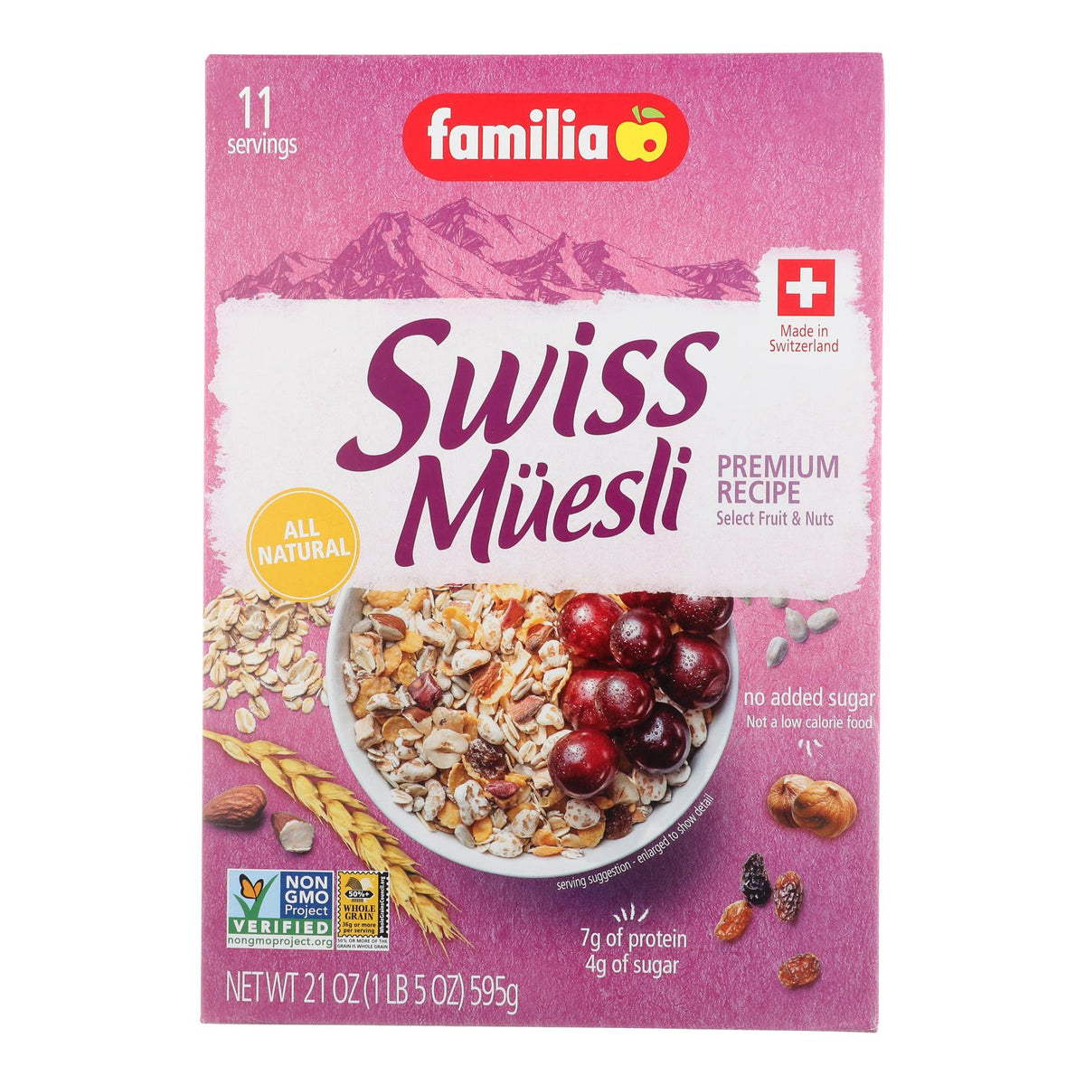 Familia Sugar Free Muesli Cereal, 21 oz (Case of 6)
