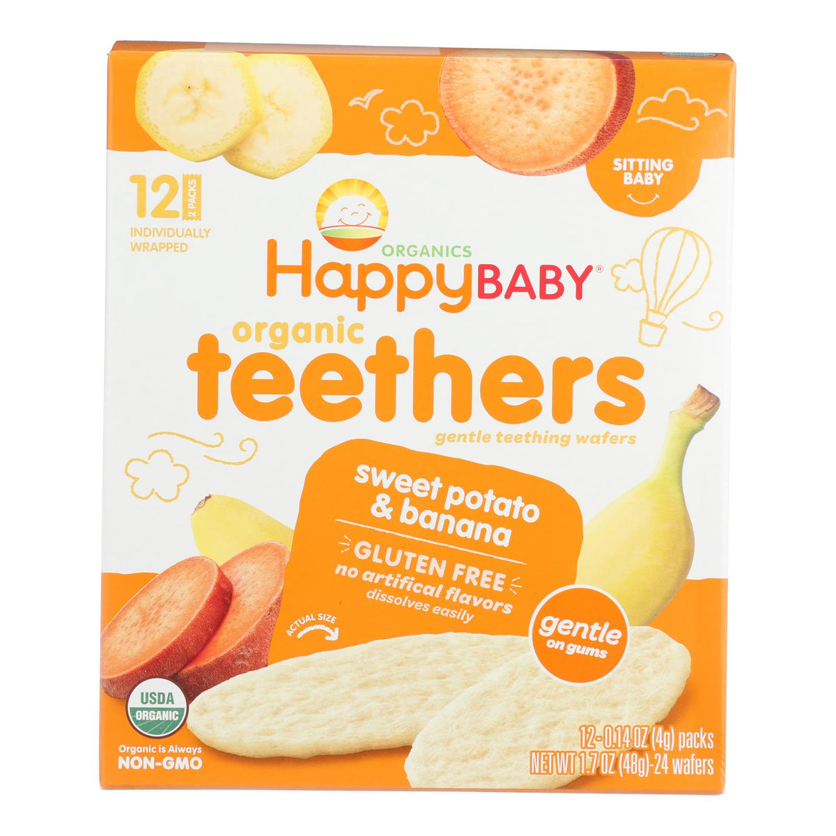 Happy Baby Organic Gentle Teethers, Banana & Sweet Potato, 1.7 oz (Case of 6)