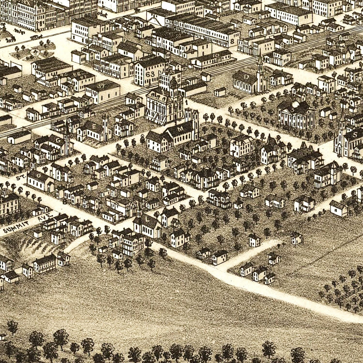 Vintage Map of Youngstown, Ohio 1882