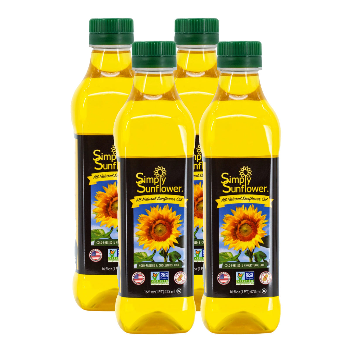 Sunflower Oil | Pack of 4 | 16 oz | Non GMO, Gluten Free, Vegan | Simply Sunflower