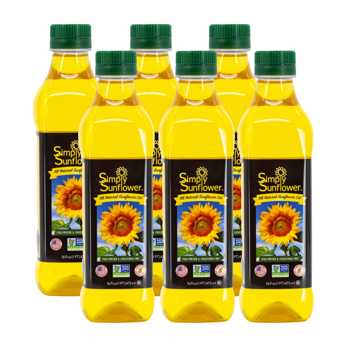 Sunflower Oil | Pack of 6 | 16 oz | Non GMO, Gluten Free, Vegan | Simply Sunflower