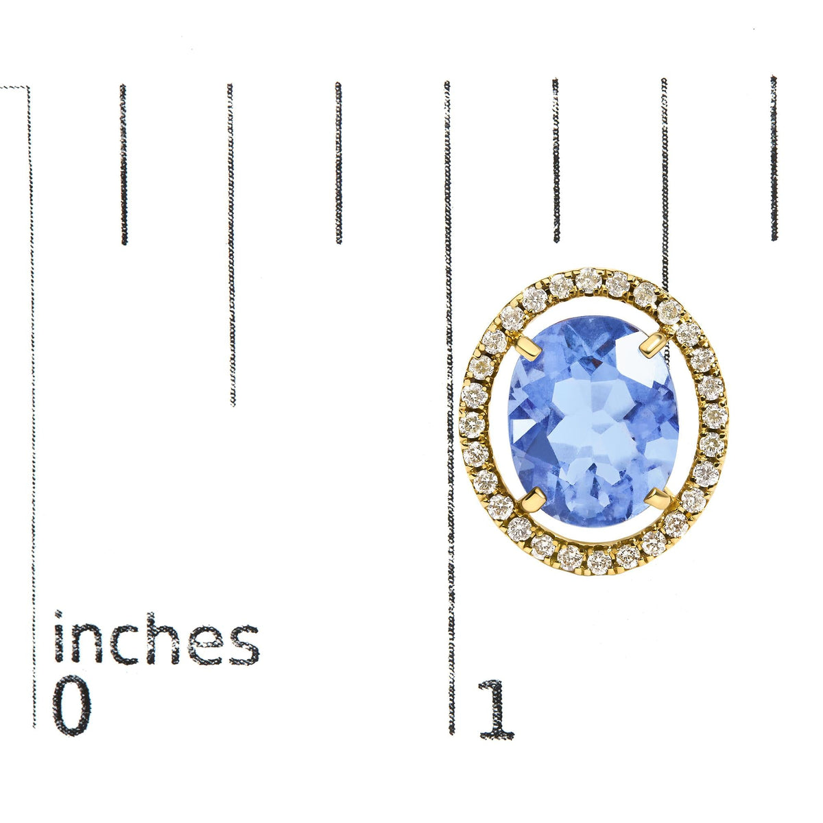 18K Yellow Gold 8X10 MM Blue Fluorite Oval and 1/2 Cttw Diamond Halo Stud Earrings