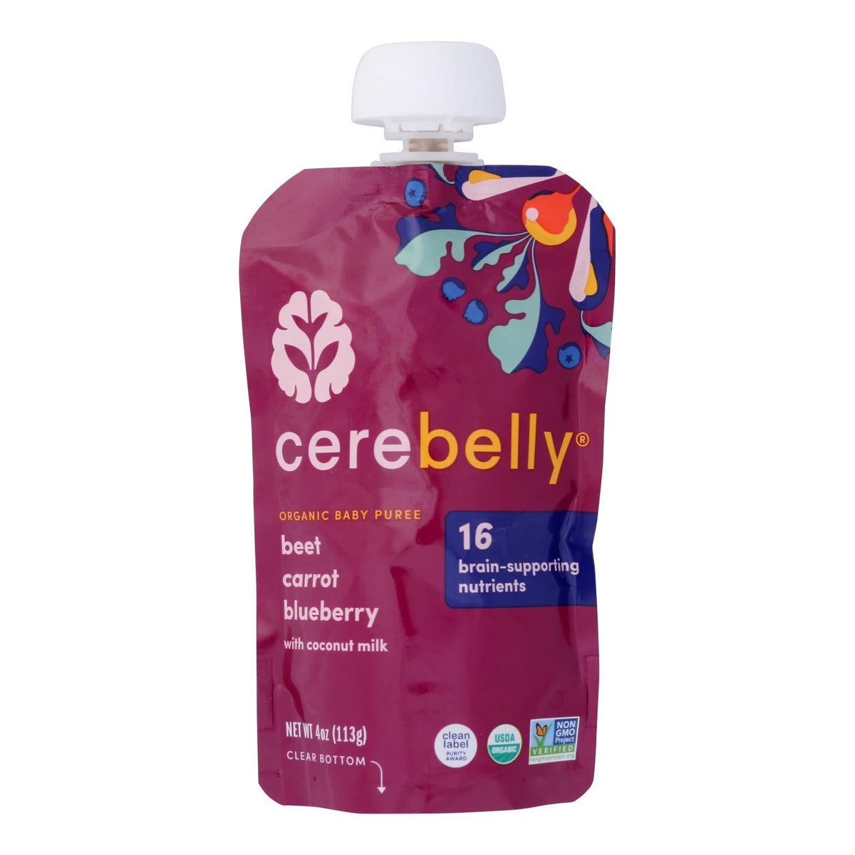 Cerebelly Beet Carrot Blueberry Puree, 4 oz (Case of 6)