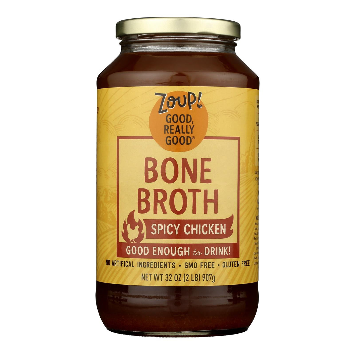 Zoup! Good Really Good Spicy Chicken Bone Broth - 32 Oz (Case of 6)