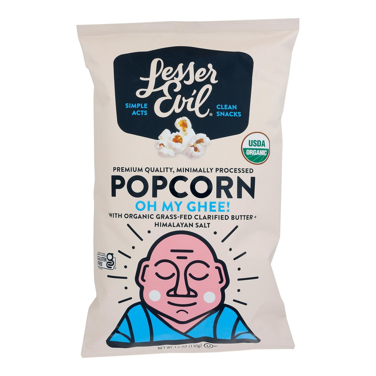 LesserEvil Oh My Ghee Popcorn, 4.6 oz (Case of 12)