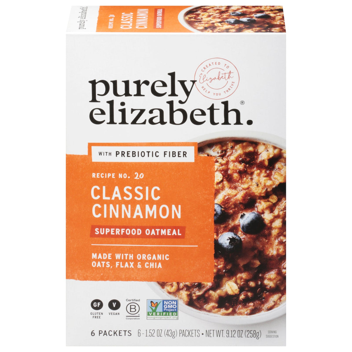 Purely Elizabeth - Sugar Free Oatmeal Classic Cinnamon - 9.12 Oz (Case of 6)