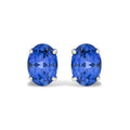Platinum 5X7 MM Lab Created Blue Sapphire Oval Solitaire Stud Earrings