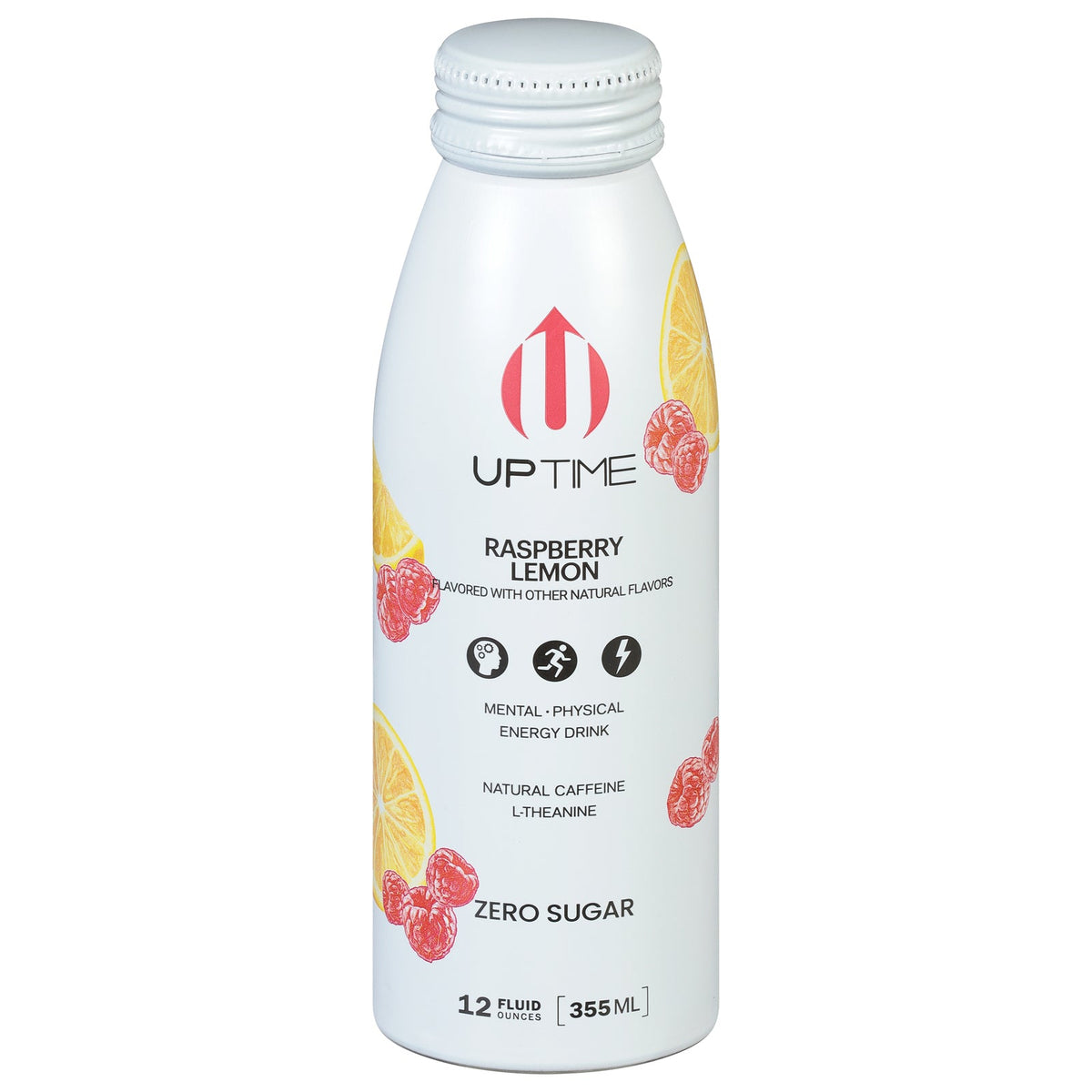 Uptime Energy Energy Drink Raspberry Lemonade Sugar Free, 12 fl oz, Case of 12