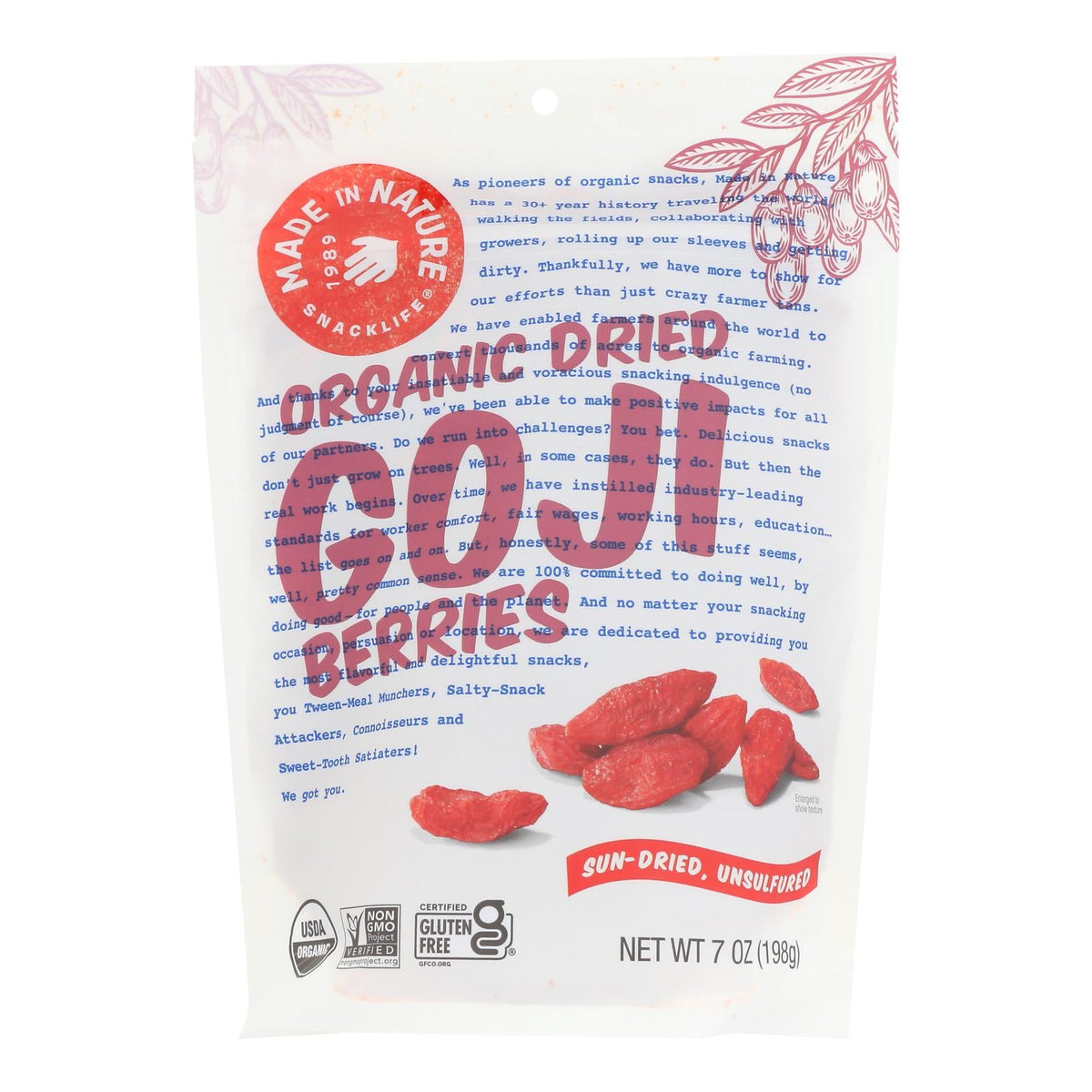 Made In Nature Dried Goji Berries, 7 oz (Case of 6)