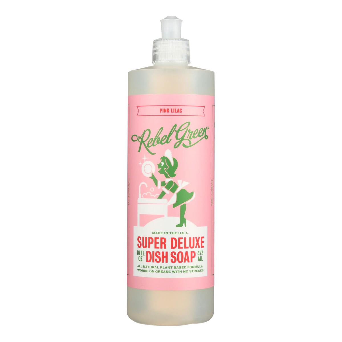 Rebel Green Pink Lilac Liquid Dish Soap, 16 oz (Case of 4)