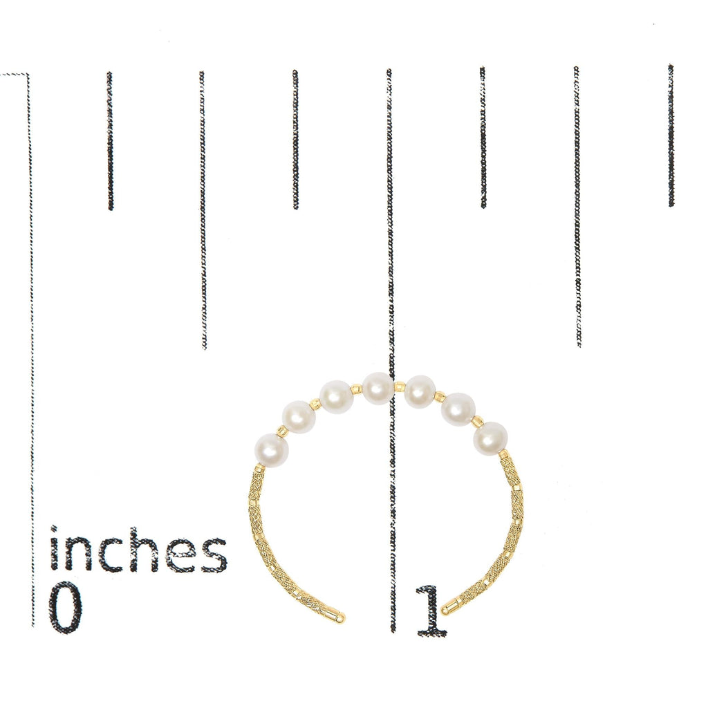 18K Yellow Gold Freshwater Pearl Cuff Bangle Bracelet