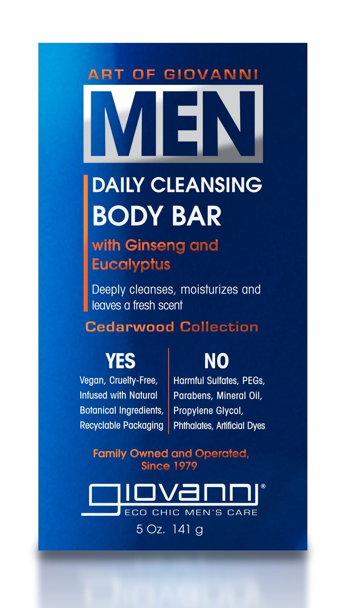 Giovanni Cleansing Body Bar for Men Cedarwood, 5 oz