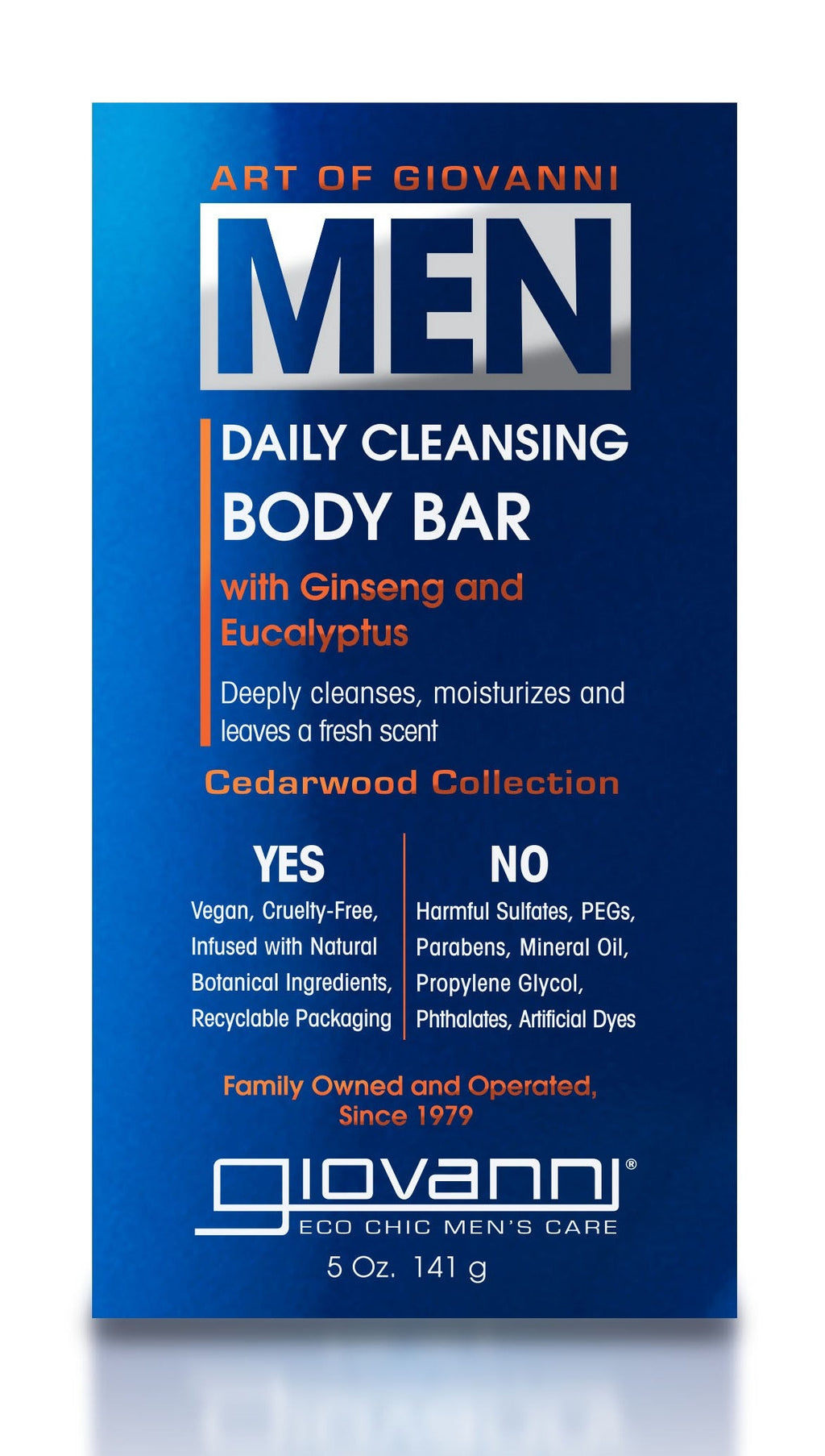 Giovanni Cleansing Body Bar for Men Cedarwood, 5 oz