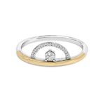 14K Yellow Gold Plated Sterling Silver 1/10 Cttw Diamond Arc Ring