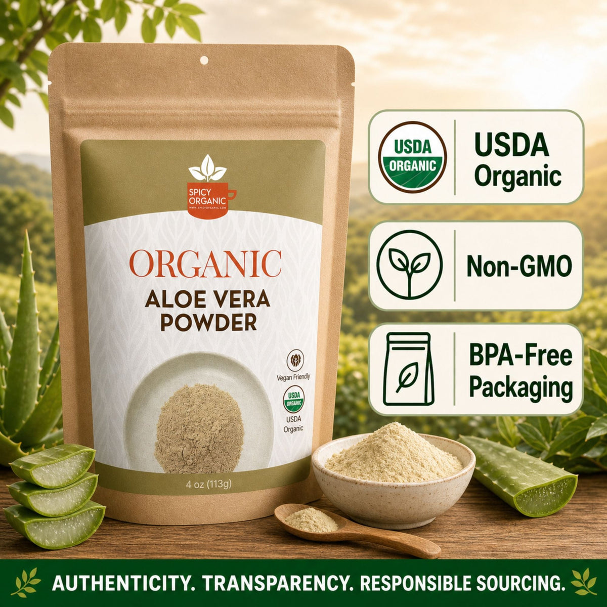 Organic Aloe Vera Powder – For Skin & Hair Care