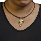 18k gold 1.00 cttw matte diamond cat pendant on 15 inch leather cord bijoux-nyc direct