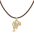 18k gold 1.00 cttw matte diamond cat pendant on 15 inch leather cord bijoux-nyc direct