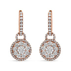 18k rose gold 1 1/2 cttw diamond flower composite leverback earrings bijoux-nyc direct