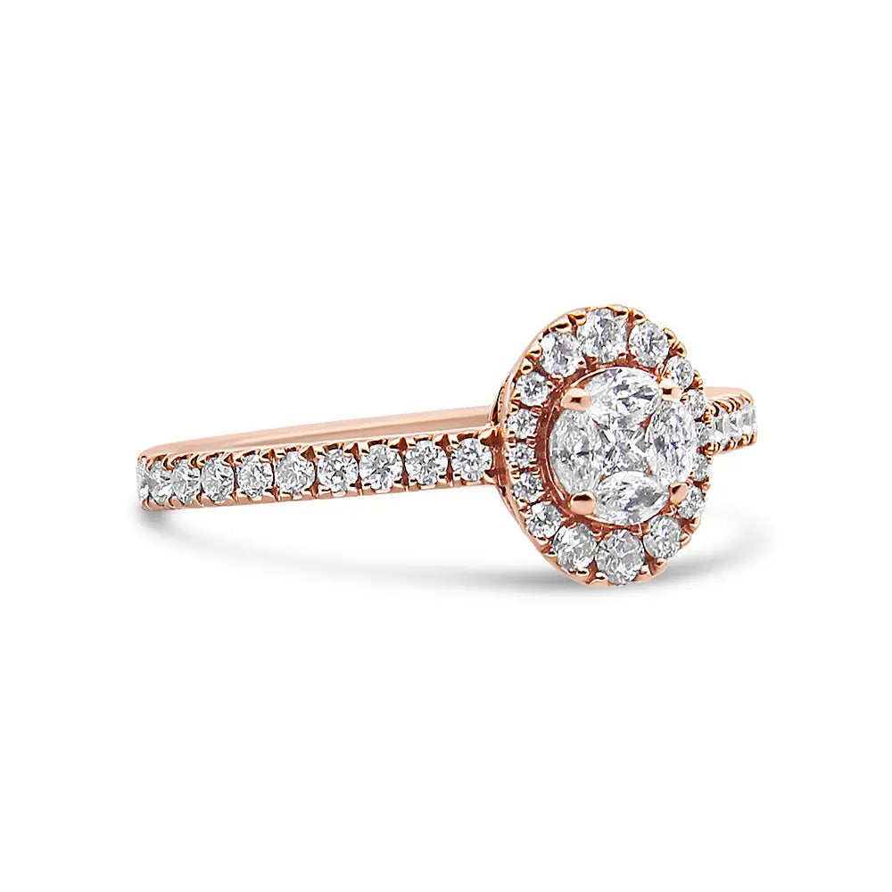 18k rose gold 1/2 cttw composite diamond oval halo engagement ring bijoux-nyc direct