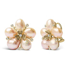 18k rose gold diamond and freshwater pearl blossom stud earrings bijoux-nyc direct