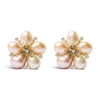 18k rose gold diamond and freshwater pearl blossom stud earrings bijoux-nyc direct