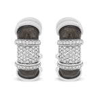 18k white gold plated silver graphite grey enamel 5/8 cttw diamond huggies bijoux-nyc direct