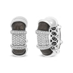 18k white gold plated silver graphite grey enamel 5/8 cttw diamond huggies bijoux-nyc direct
