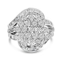 Sterling Silver 1.0 Cttw Diamond Swirl Cluster Cocktail Ring