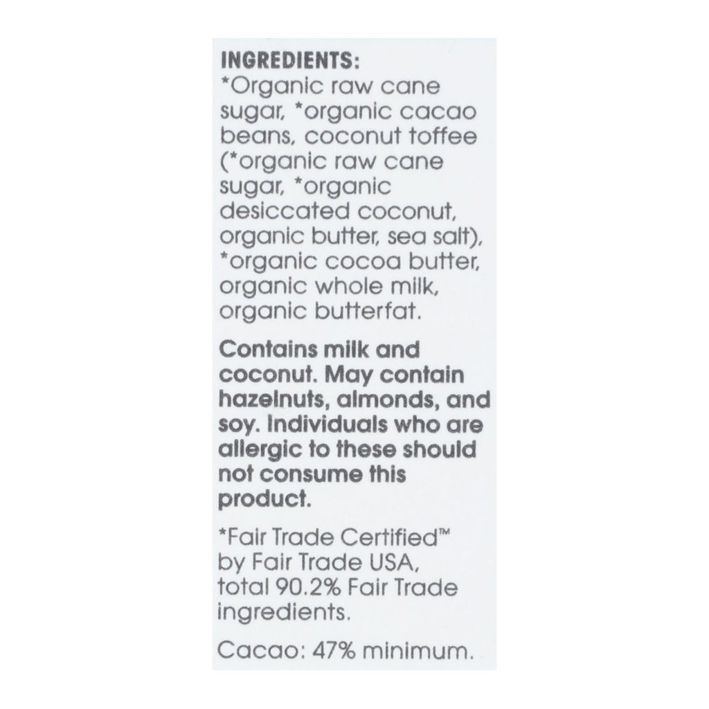 Alter Eco Americas Organic Chocolate Bar - Dark Coconut Toffee - 2.82 Oz Bars - Case of 12