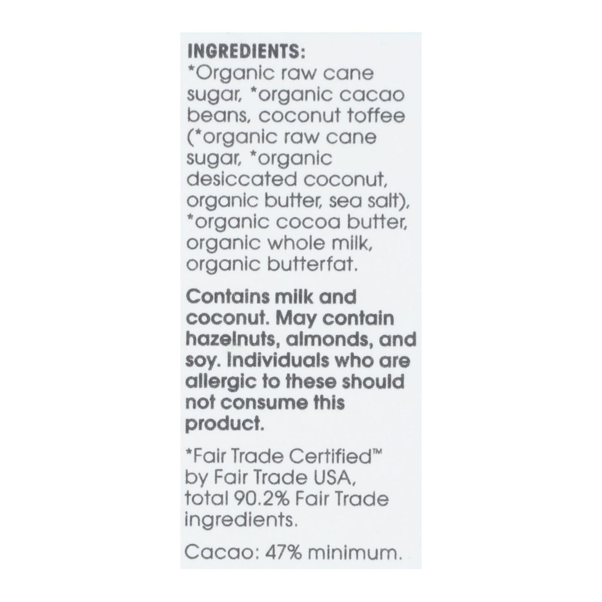 Alter Eco Americas Organic Chocolate Bar - Dark Coconut Toffee - 2.82 Oz Bars - Case of 12